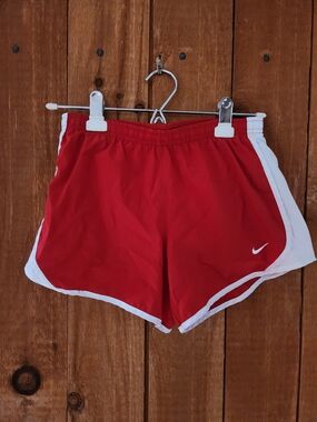 Nike Junior Size 10 Red Athletic Shorts with White Trim